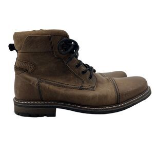 Outpost Makers Lucas Boots Mens 12 Brown Leather Cap Toe Flannel Lined Work Shoe